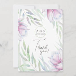 Tarjeta de agradecimiento floral de magnolia elega