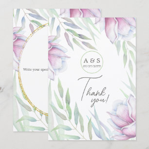 Tarjeta de agradecimiento floral de magnolia elega