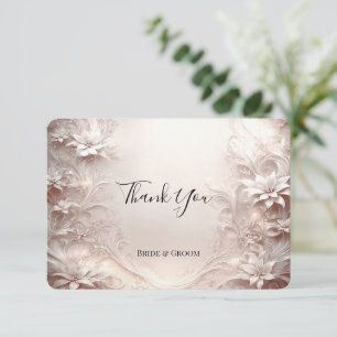 Tarjeta de agradecimiento Floral de marfil blanco