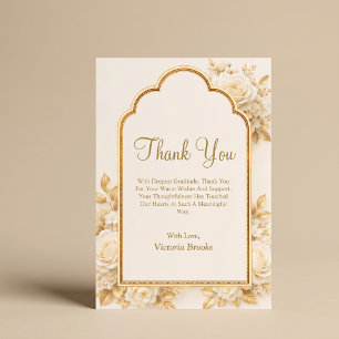 Tarjeta De Agradecimiento Floral de Marfil y Champán