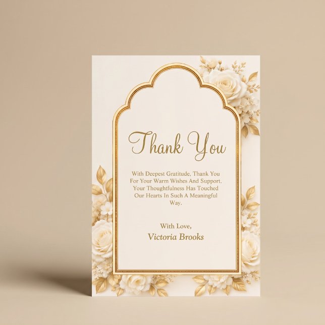 Tarjeta De Agradecimiento Floral de Marfil y Champán (Subido por el creador)