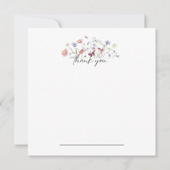 Tarjeta De Agradecimiento Floral de mariposa Gracias Notecard (Anverso)