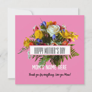 TARJETA DE AGRADECIMIENTO FLORAL DE MODA FELIZ DÍA DE LA MADRE  