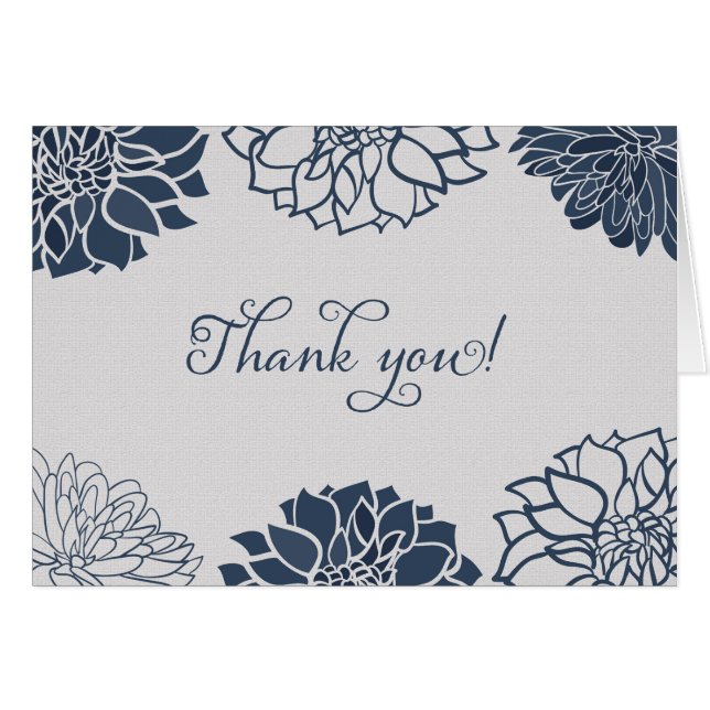 Tarjeta de agradecimiento floral de Navy Blue Dahl (Anverso (Horizontal))
