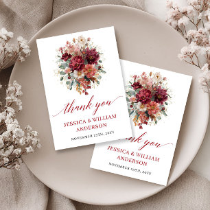 Tarjeta de agradecimiento floral de otoño glamuros