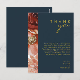 Tarjeta de agradecimiento floral de otoño Marsala 