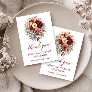 Tarjeta de agradecimiento floral de otoño romántic