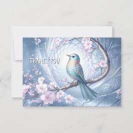 Tarjeta de agradecimiento floral de pájaro azul