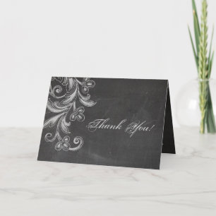 Tarjeta de agradecimiento floral de pizarra