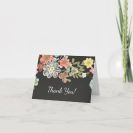 Tarjeta de agradecimiento floral de pizarra popula