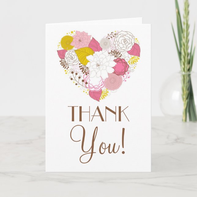 Tarjeta de agradecimiento floral de primavera rosa (Anverso)