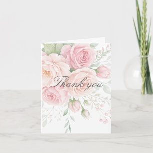 tarjeta de agradecimiento floral de rosas rosadas 