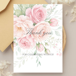 tarjeta de agradecimiento floral de rosas suaves