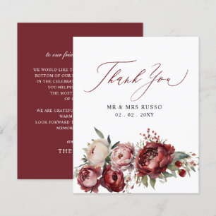 Tarjeta de agradecimiento floral de Rubor para Bor