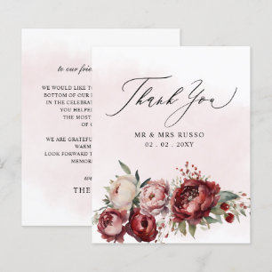 Tarjeta de agradecimiento floral de Rubor para Bor