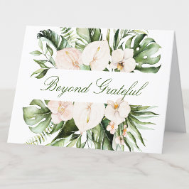 Tarjeta de agradecimiento floral de vegetación tro