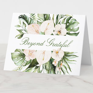 Tarjeta de agradecimiento floral de vegetación tro