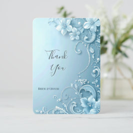 Tarjeta de agradecimiento floral decorativa azul