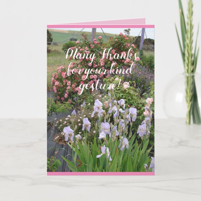 Tarjeta de agradecimiento floral del jardín de ros (Anverso)