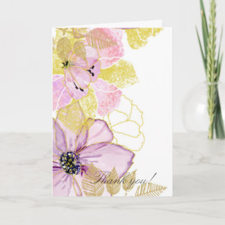 Tarjeta de agradecimiento floral delicada con acua