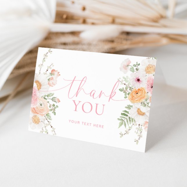 Tarjeta de agradecimiento floral doblada Millie (Thank You Card Millie Floral )