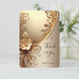 Tarjeta de agradecimiento floral dorada ornamentad