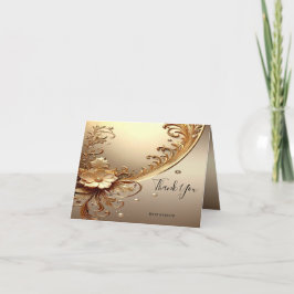 Tarjeta de agradecimiento floral dorada ornamentad