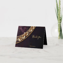 Tarjeta de agradecimiento floral dorada ornamentad
