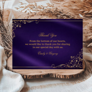 Tarjeta De Agradecimiento Floral Dorado Púrpura Real