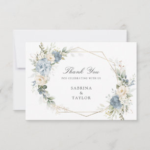Tarjeta De Agradecimiento Floral Dusty Blue Greenerenery Boda Gracias Tarjet