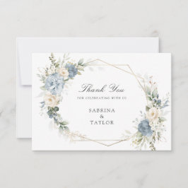 Tarjeta De Agradecimiento Floral Dusty Blue Greenery Wedding Thank You Card
