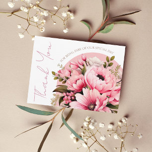 Tarjeta De Agradecimiento Floral Dusty Pink Wildflower Summer Garden Wedding