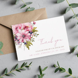 Tarjeta De Agradecimiento Floral Dusty Pink Wildflower Summer Garden Wedding