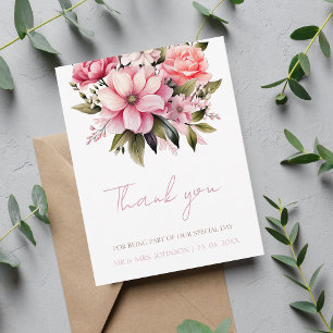 Tarjeta De Agradecimiento Floral Dusty Pink Wildflower Summer Garden Wedding