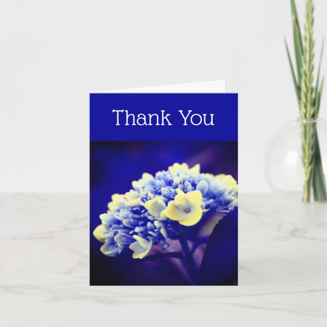 Tarjeta de agradecimiento floral Electric Blue Hyd (Anverso)
