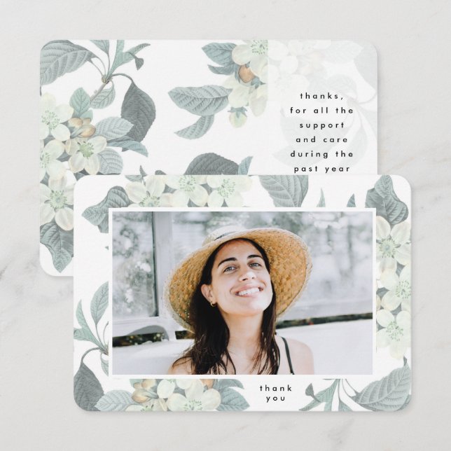 Tarjeta De Agradecimiento Floral Elegance College Frame Clase de (Anverso / Reverso)