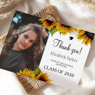 Tarjeta De Agradecimiento Floral elegant graduation photo graduate thank you