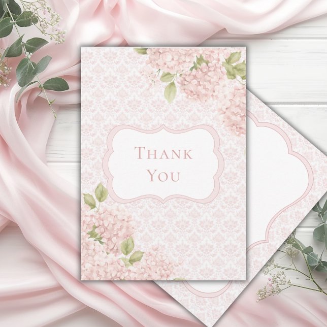 Tarjeta De Agradecimiento Floral Elegant Pink Hydrangea Bridal Shower  (Subido por el creador)