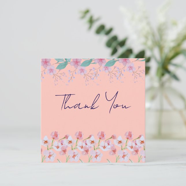 Tarjeta de agradecimiento floral elegante (Anverso de pie)