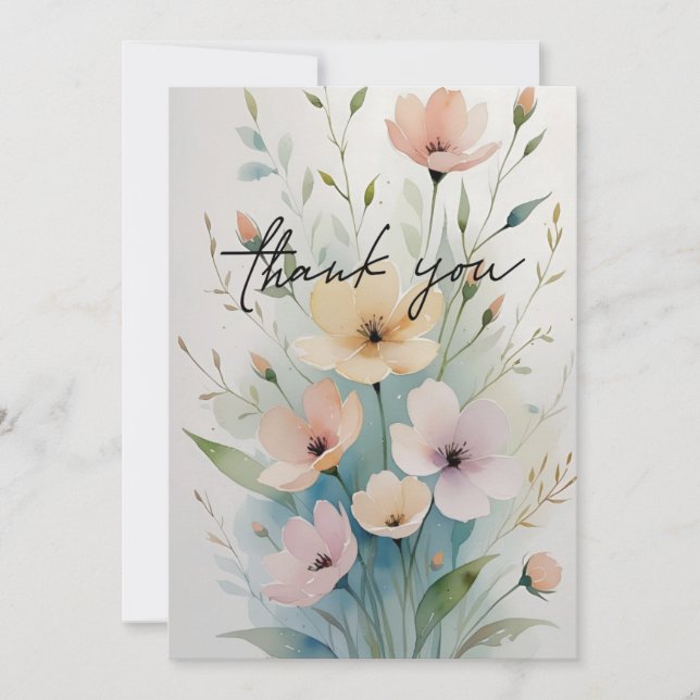 Tarjeta de agradecimiento floral elegante (Anverso)