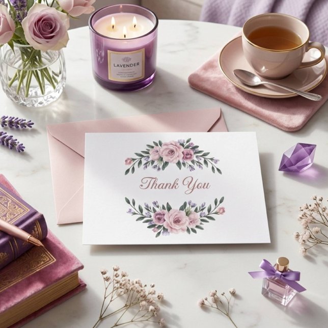 Tarjeta De Agradecimiento Floral Elegante (Subido por el creador)