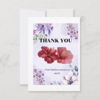 Tarjeta de agradecimiento floral elegante