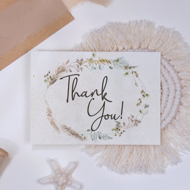 Tarjeta de agradecimiento floral elegante boho pas (Subido por el creador)