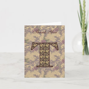 Tarjeta de agradecimiento floral elegante con inic