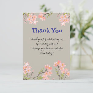 Tarjeta de agradecimiento floral elegante con pers