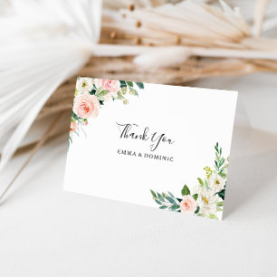 Tarjeta de agradecimiento floral elegante con vege