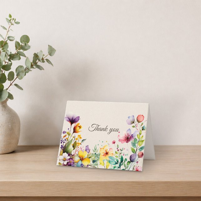 Tarjeta de agradecimiento floral elegante de acuar (Subido por el creador)