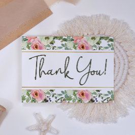 Tarjeta de agradecimiento floral elegante de cásca