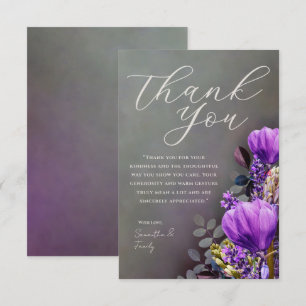 Tarjeta de agradecimiento floral elegante de color
