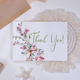 Tarjeta de agradecimiento floral elegante de flor